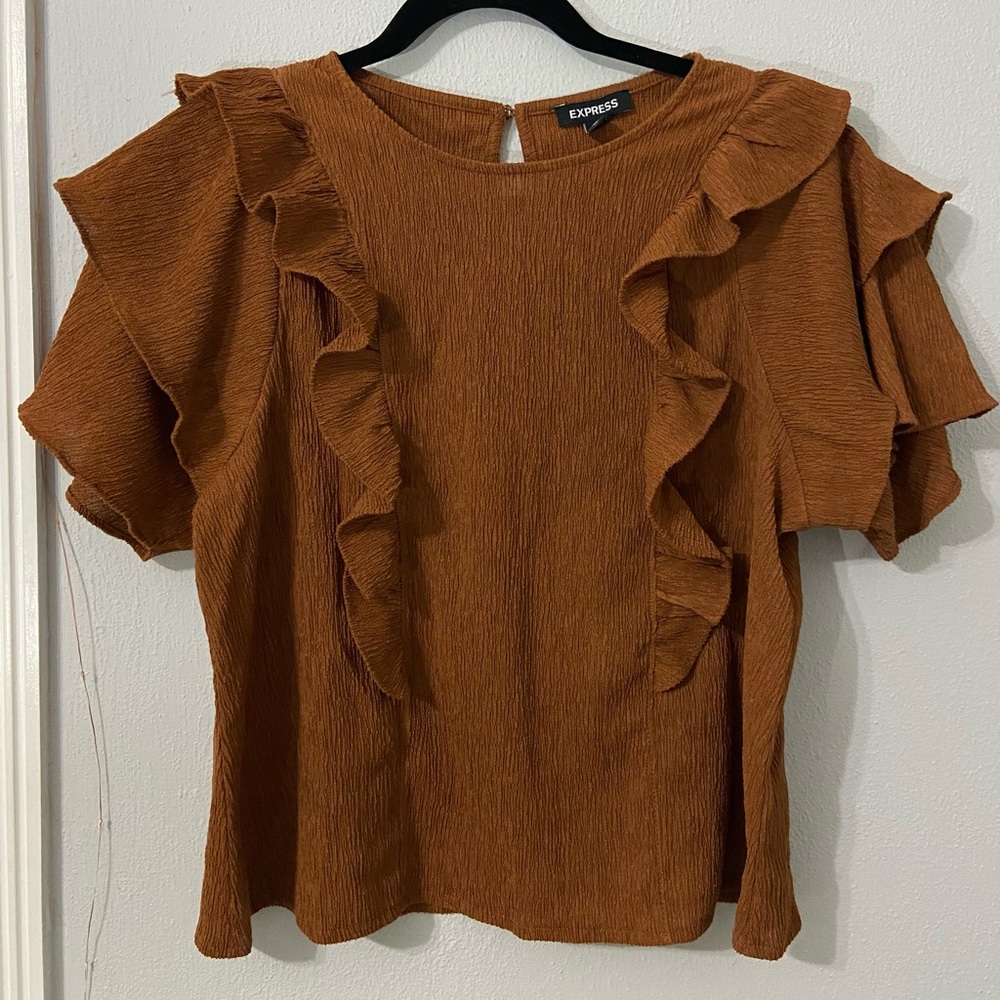 Express Women's Brown Ruffle Blouse